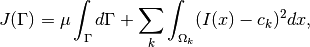 J(\Gamma) = \mu \int_\Gamma d\Gamma + \sum_k \int_{\Omega_k} (I(x) - c_k)^2 dx,